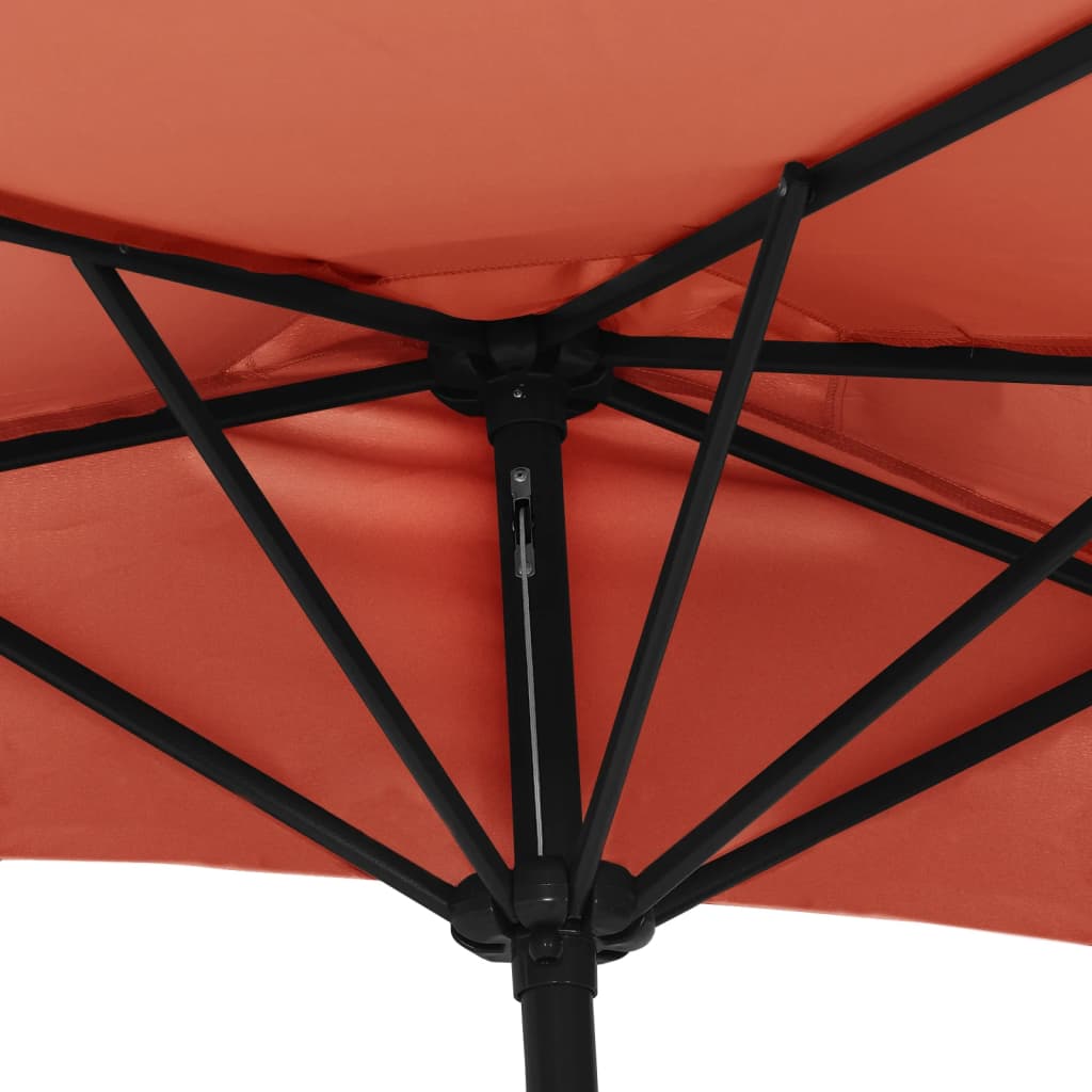 Balkonparasol half met aluminium paal 300x155x223 cm terracotta is nu te koop bij PeponiXL, paradijselijk wonen!