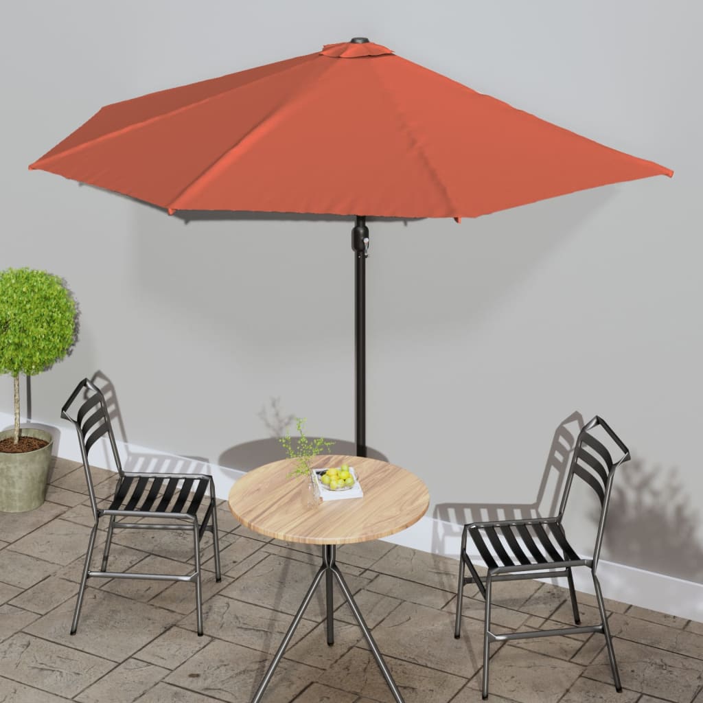 Balkonparasol half met aluminium paal 300x155x223 cm terracotta is nu te koop bij PeponiXL, paradijselijk wonen!