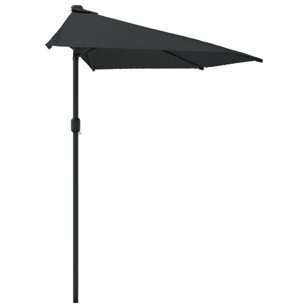 Balkonparasol half met aluminium paal 300x155x223 cm zwart is nu te koop bij PeponiXL, paradijselijk wonen!
