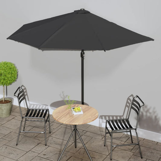 Balkonparasol half met aluminium paal 300x155x223 cm zwart is nu te koop bij PeponiXL, paradijselijk wonen!