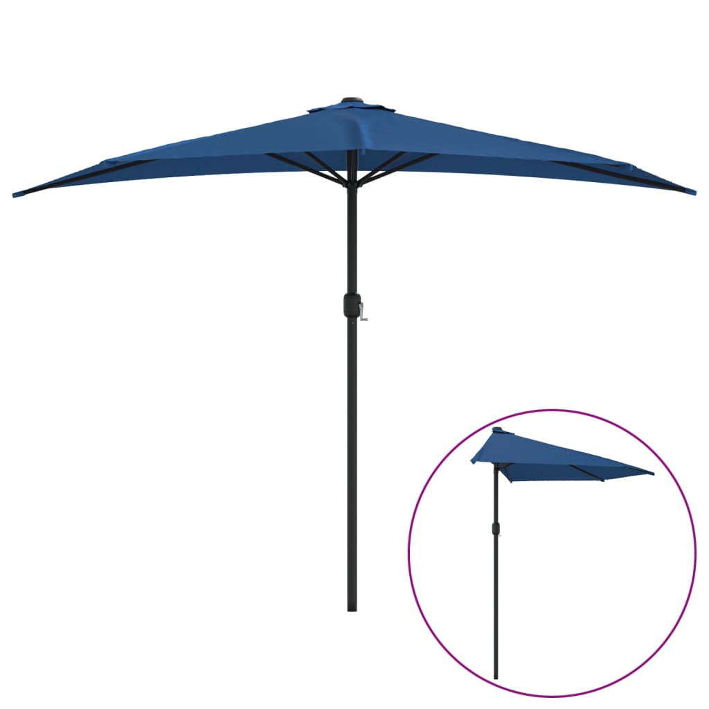 Balkonparasol half met aluminium paal 300x155x223 cm blauw is nu te koop bij PeponiXL, paradijselijk wonen!