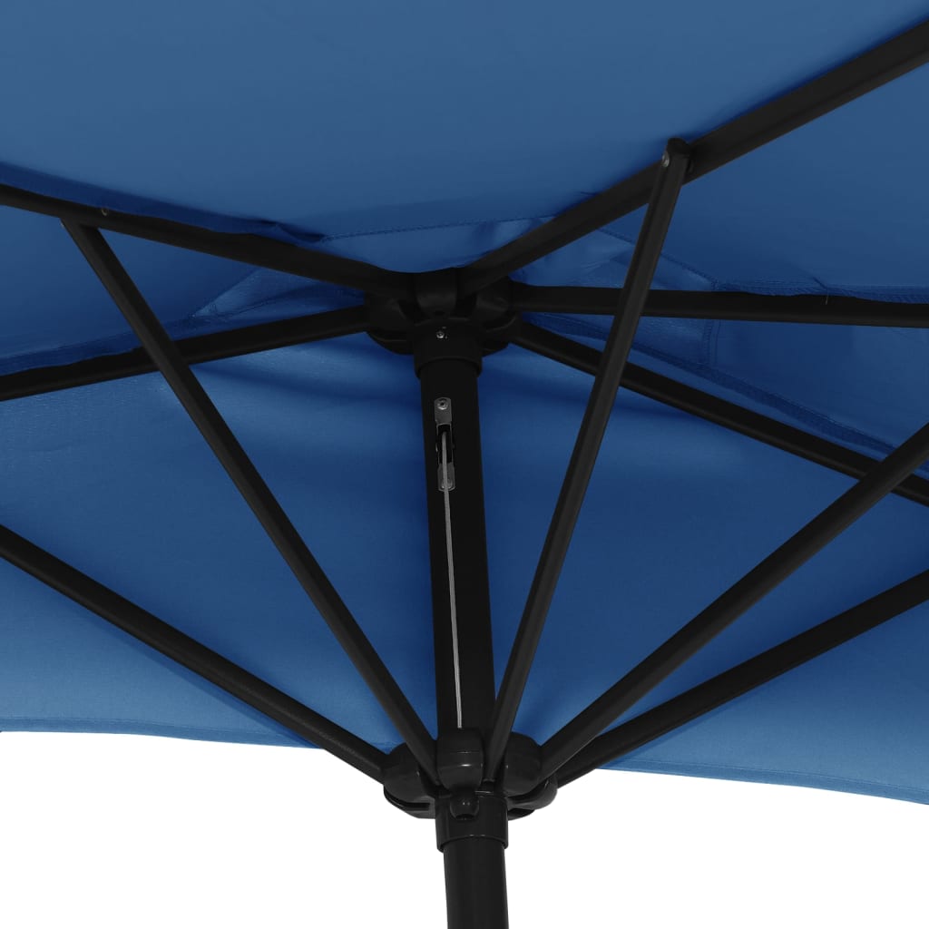 Balkonparasol half met aluminium paal 300x155x223 cm blauw is nu te koop bij PeponiXL, paradijselijk wonen!