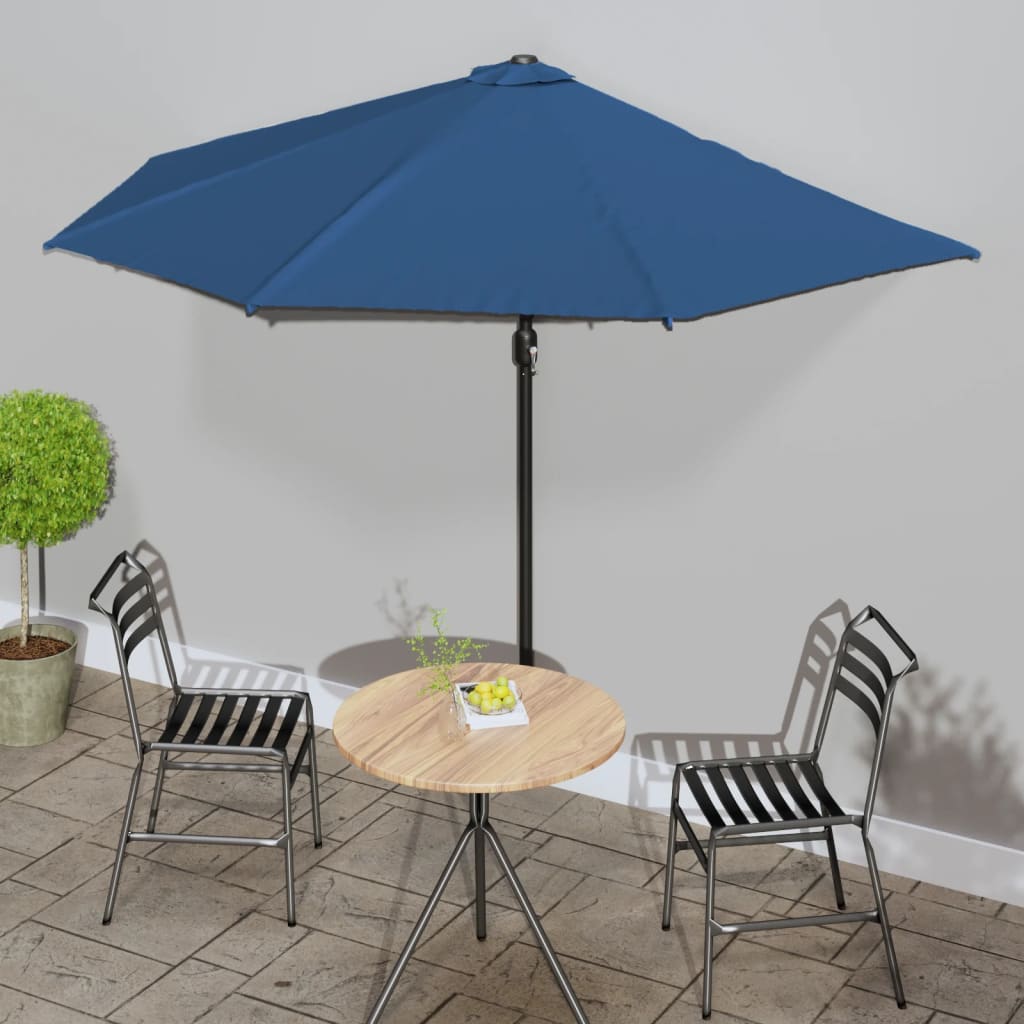 Balkonparasol half met aluminium paal 300x155x223 cm blauw is nu te koop bij PeponiXL, paradijselijk wonen!