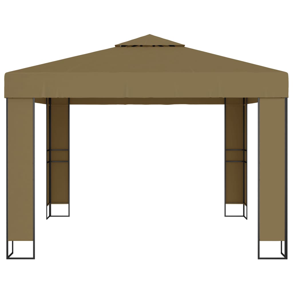 Prieel met dubbel dak 180 g/m² 3x3x2,7 m taupe is nu te koop bij PeponiXL, paradijselijk wonen!