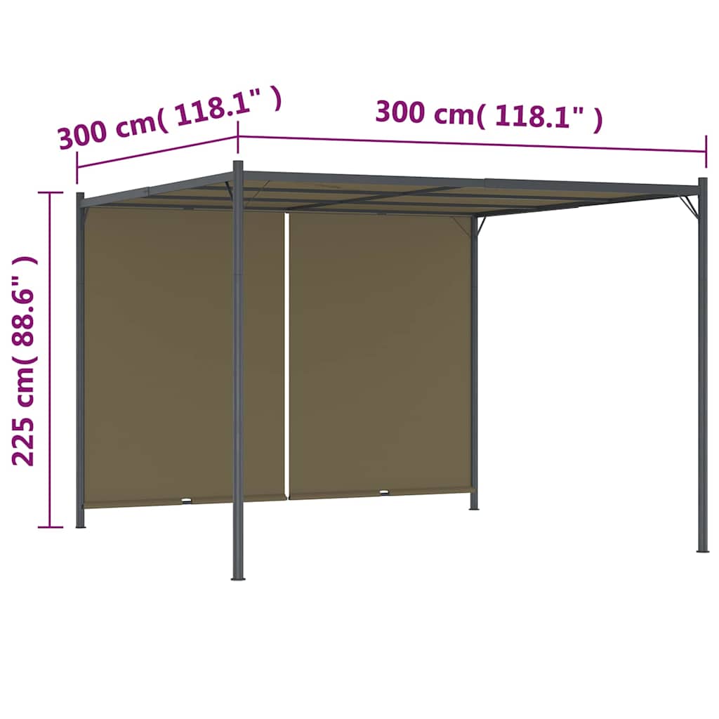 Pergola met uittrekbaar dak 180 g/m² 3x3 m taupe is nu te koop bij PeponiXL, paradijselijk wonen!