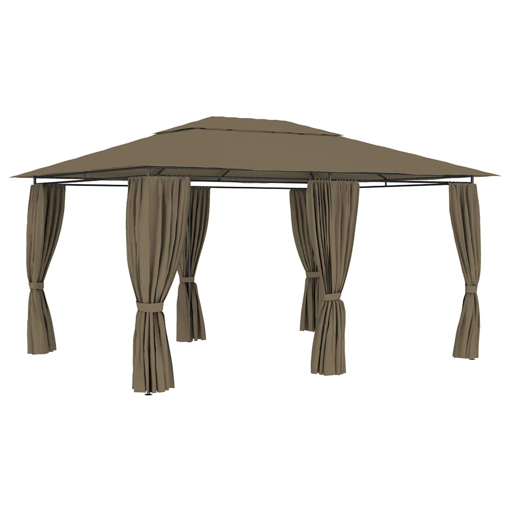 Tuinpaviljoen met gordijnen 180 g/m² 4x3 m taupe is nu te koop bij PeponiXL, paradijselijk wonen!