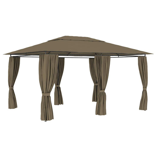 Tuinpaviljoen met gordijnen 180 g/m² 4x3 m taupe is nu te koop bij PeponiXL, paradijselijk wonen!