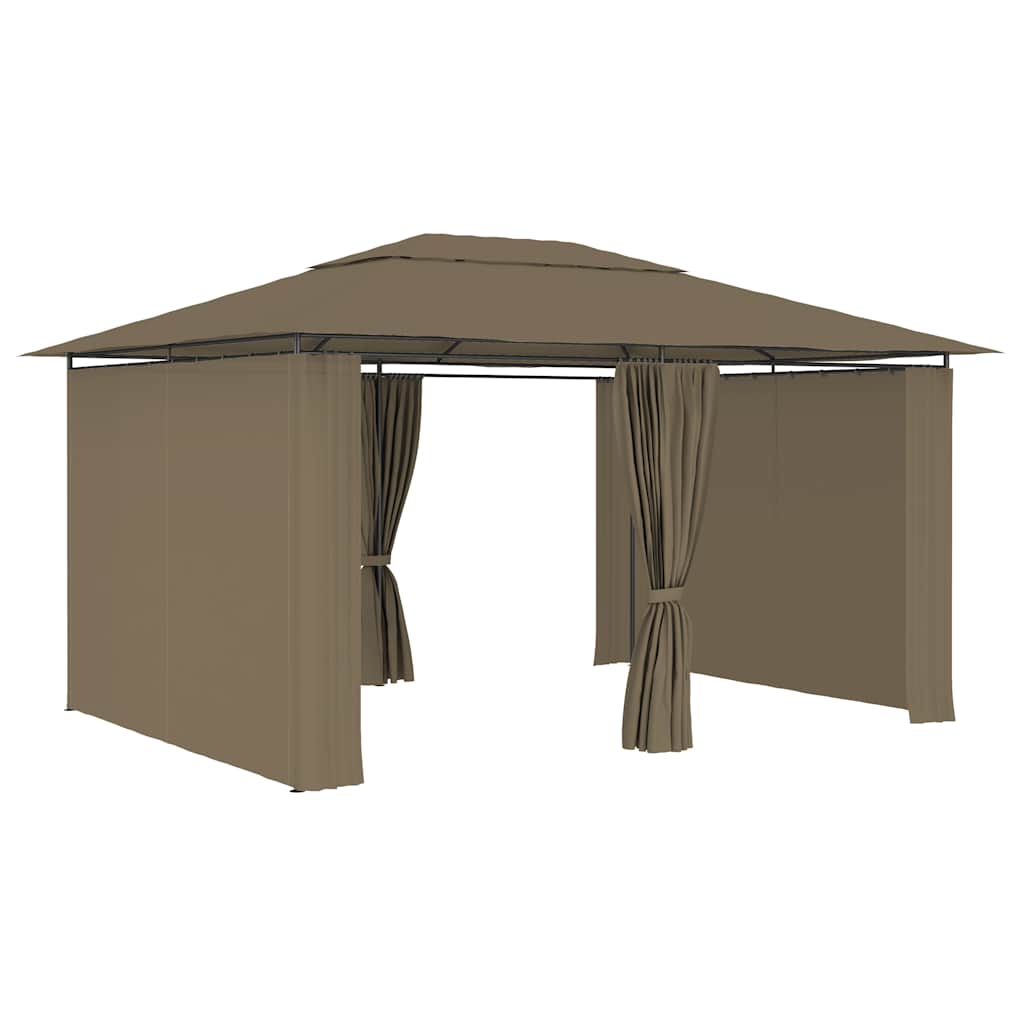 Tuinpaviljoen met gordijnen 180 g/m² 4x3 m taupe is nu te koop bij PeponiXL, paradijselijk wonen!
