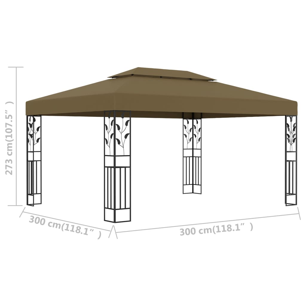 Prieel met dubbel dak 180 g/m² 3x4 m taupe is nu te koop bij PeponiXL, paradijselijk wonen!