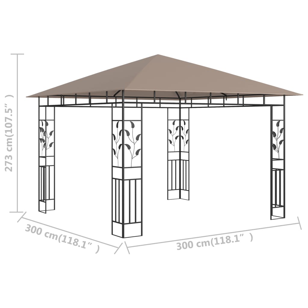 Prieel met klamboe 3x3x2,73 m 180 g/m² taupe is nu te koop bij PeponiXL, paradijselijk wonen!