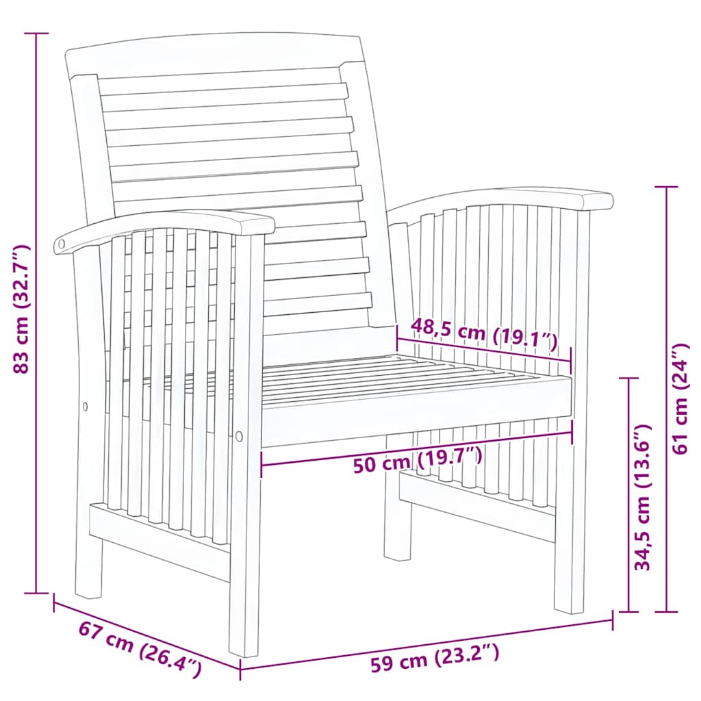 Tuinstoelen 2 st massief acaciahout is nu te koop bij PeponiXL, paradijselijk wonen!