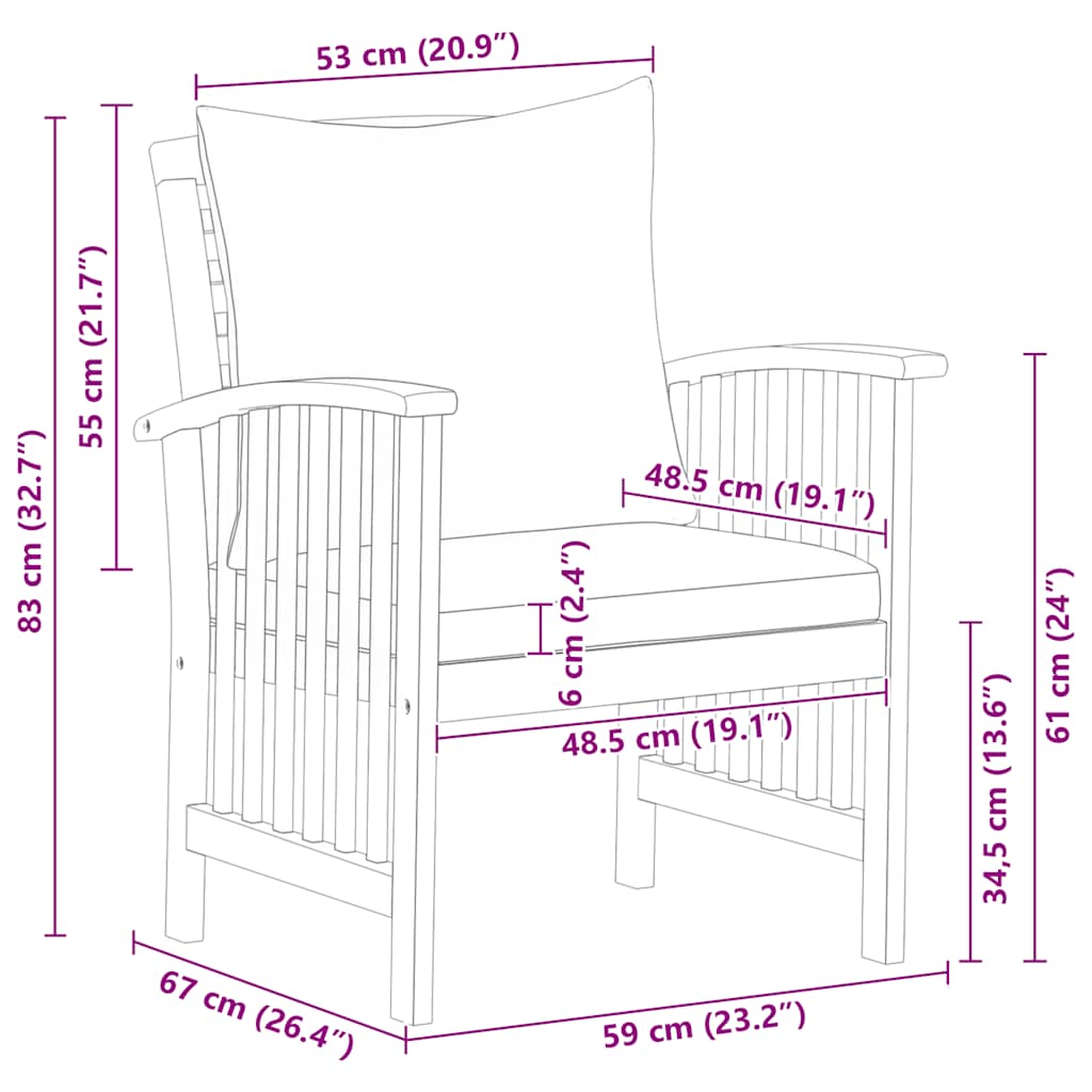 Tuinstoelen 2 st met kussens massief acaciahout is nu te koop bij PeponiXL, paradijselijk wonen!