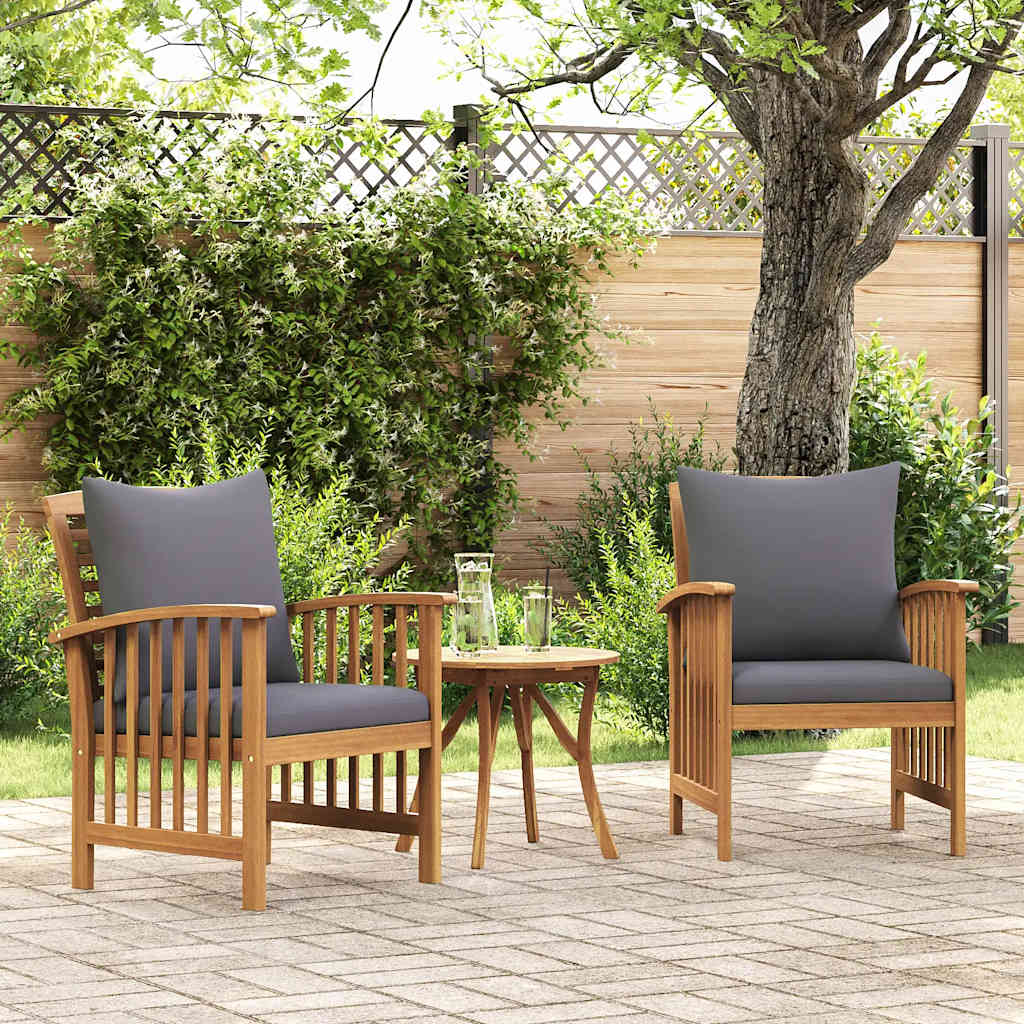 Tuinstoelen 2 st met kussens massief acaciahout is nu te koop bij PeponiXL, paradijselijk wonen!