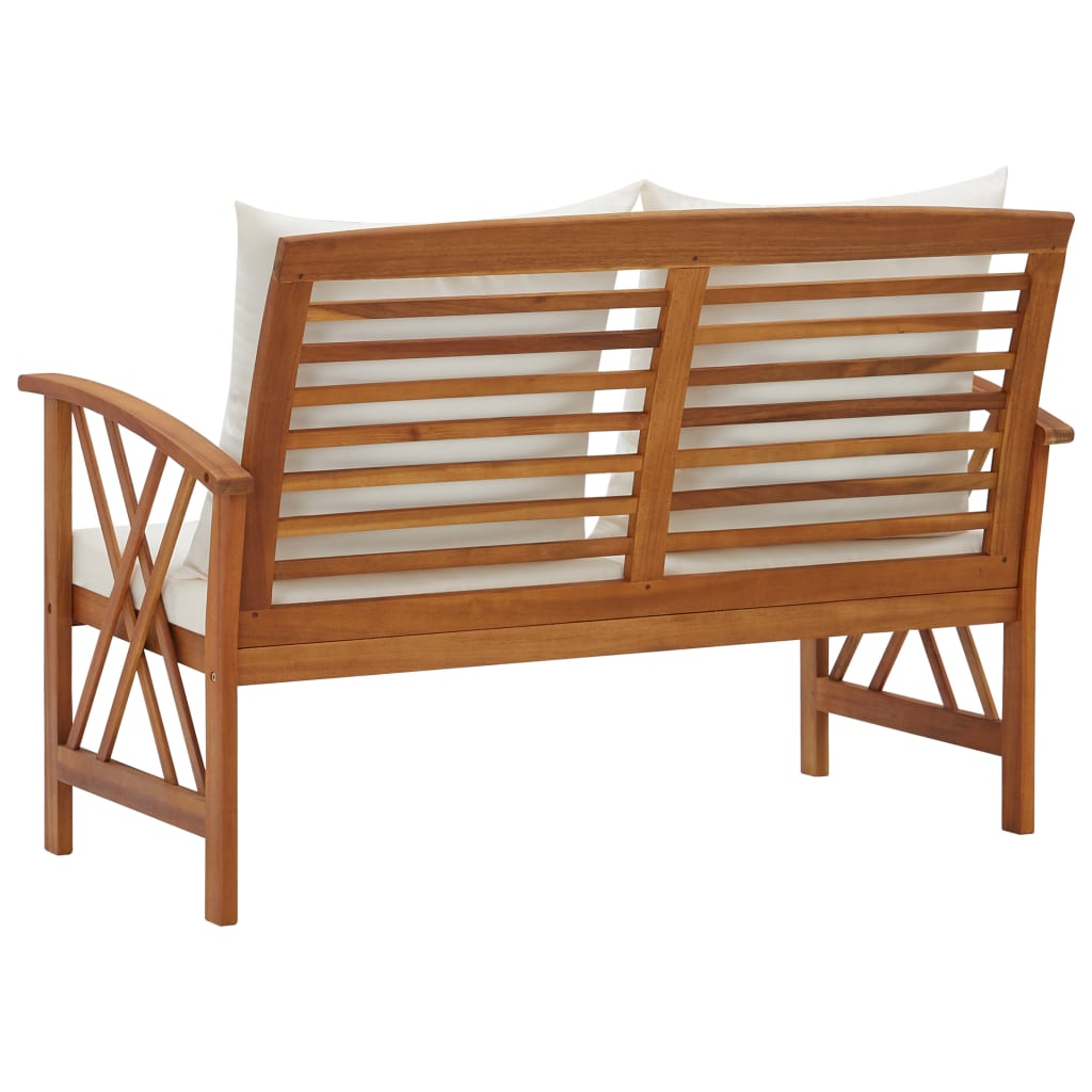 Tuinbank met kussens 119 cm massief acaciahout is nu te koop bij PeponiXL, paradijselijk wonen!