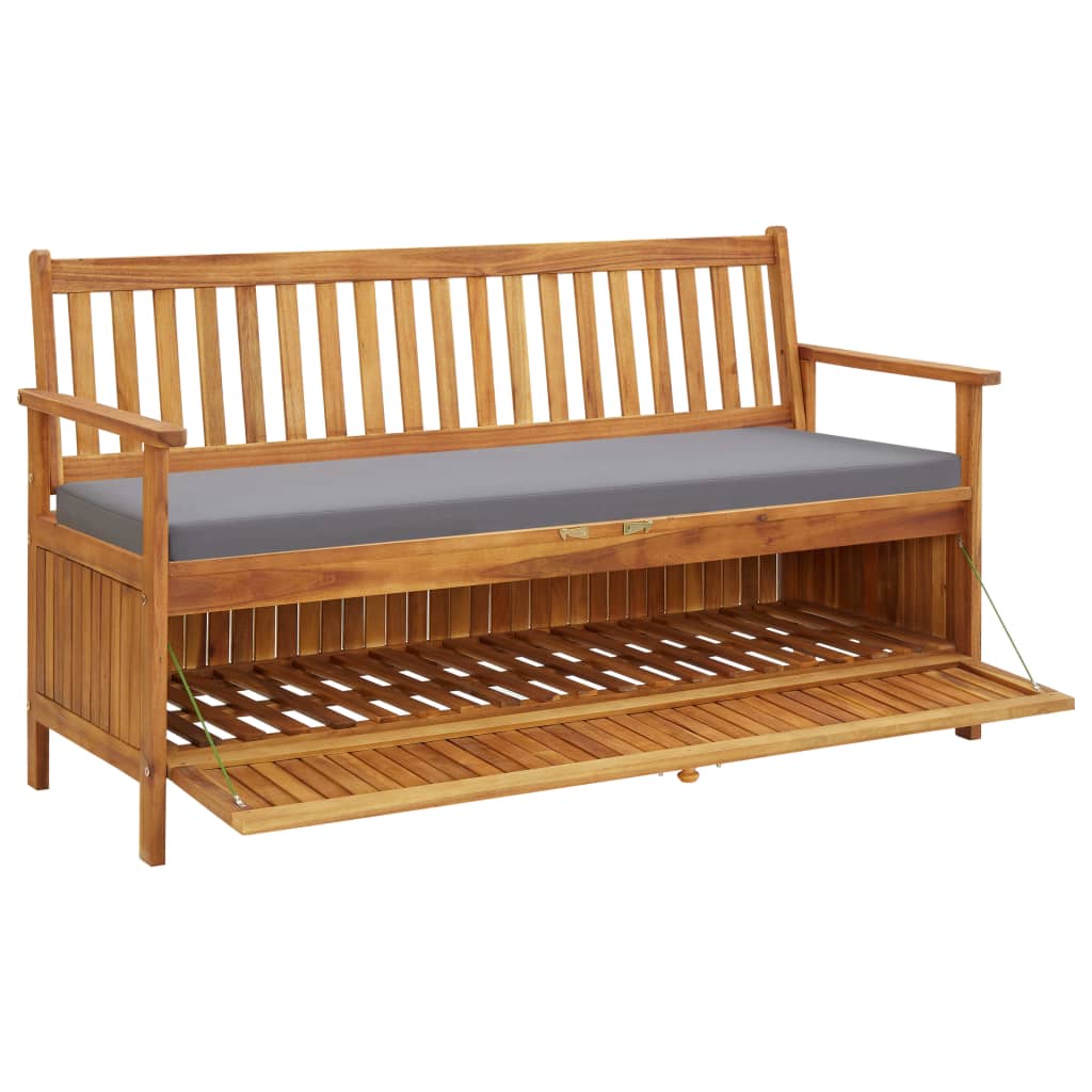 Tuinopbergbank met kussen 148 cm massief acaciahout is nu te koop bij PeponiXL, paradijselijk wonen!