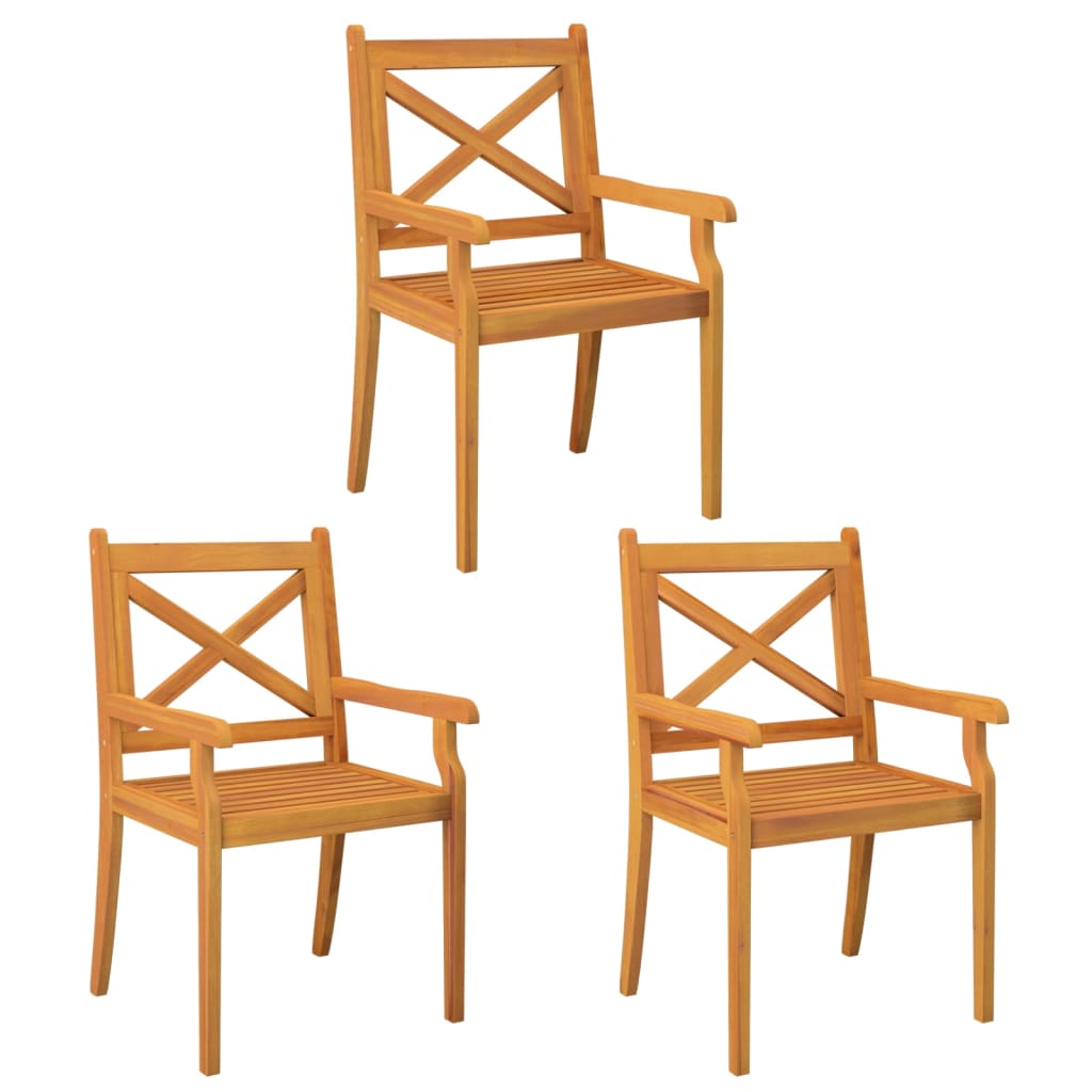 Tuinstoelen 3 st massief acaciahout is nu te koop bij PeponiXL, paradijselijk wonen!