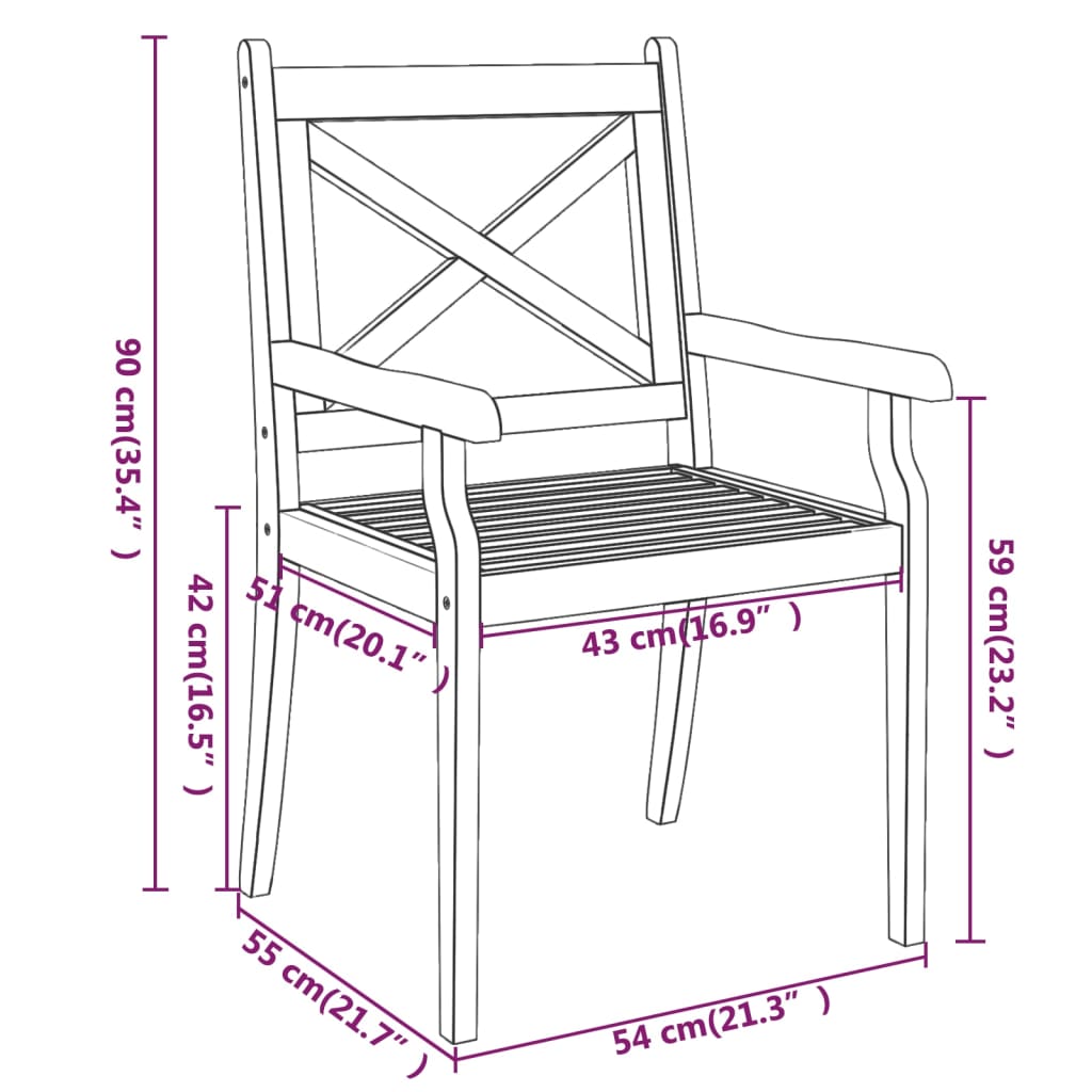 Tuinstoelen 3 st massief acaciahout is nu te koop bij PeponiXL, paradijselijk wonen!