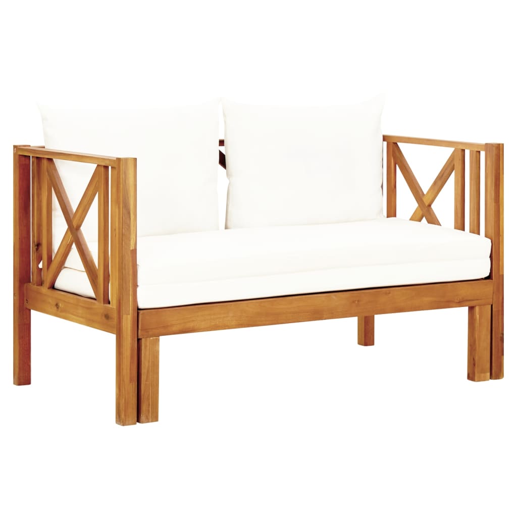 Tuinbank 2-zits met kussens 122 cm massief acaciahout is nu te koop bij PeponiXL, paradijselijk wonen!