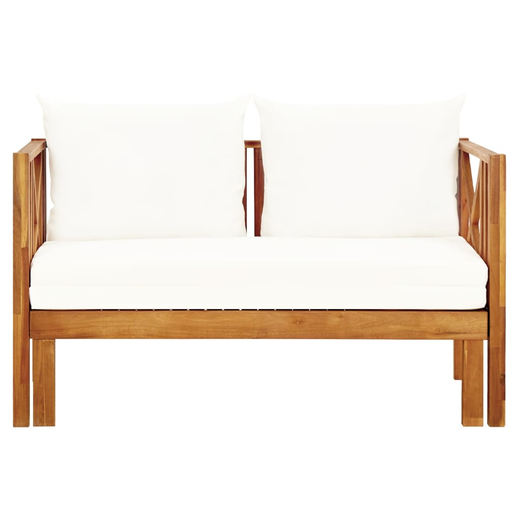 Tuinbank 2-zits met kussens 122 cm massief acaciahout is nu te koop bij PeponiXL, paradijselijk wonen!