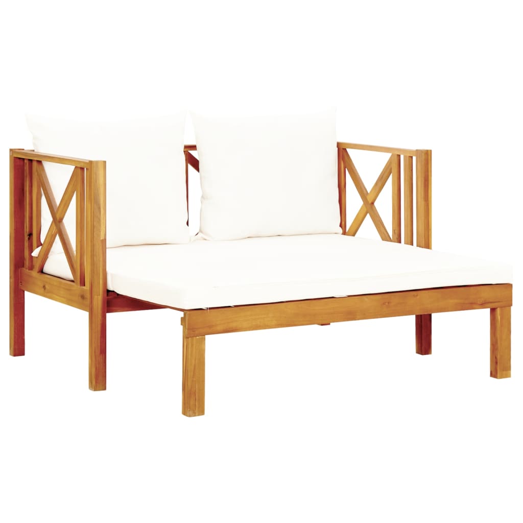 Tuinbank 2-zits met kussens 122 cm massief acaciahout is nu te koop bij PeponiXL, paradijselijk wonen!