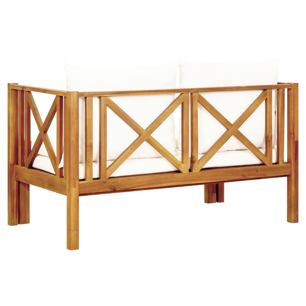 Tuinbank 2-zits met kussens 122 cm massief acaciahout is nu te koop bij PeponiXL, paradijselijk wonen!