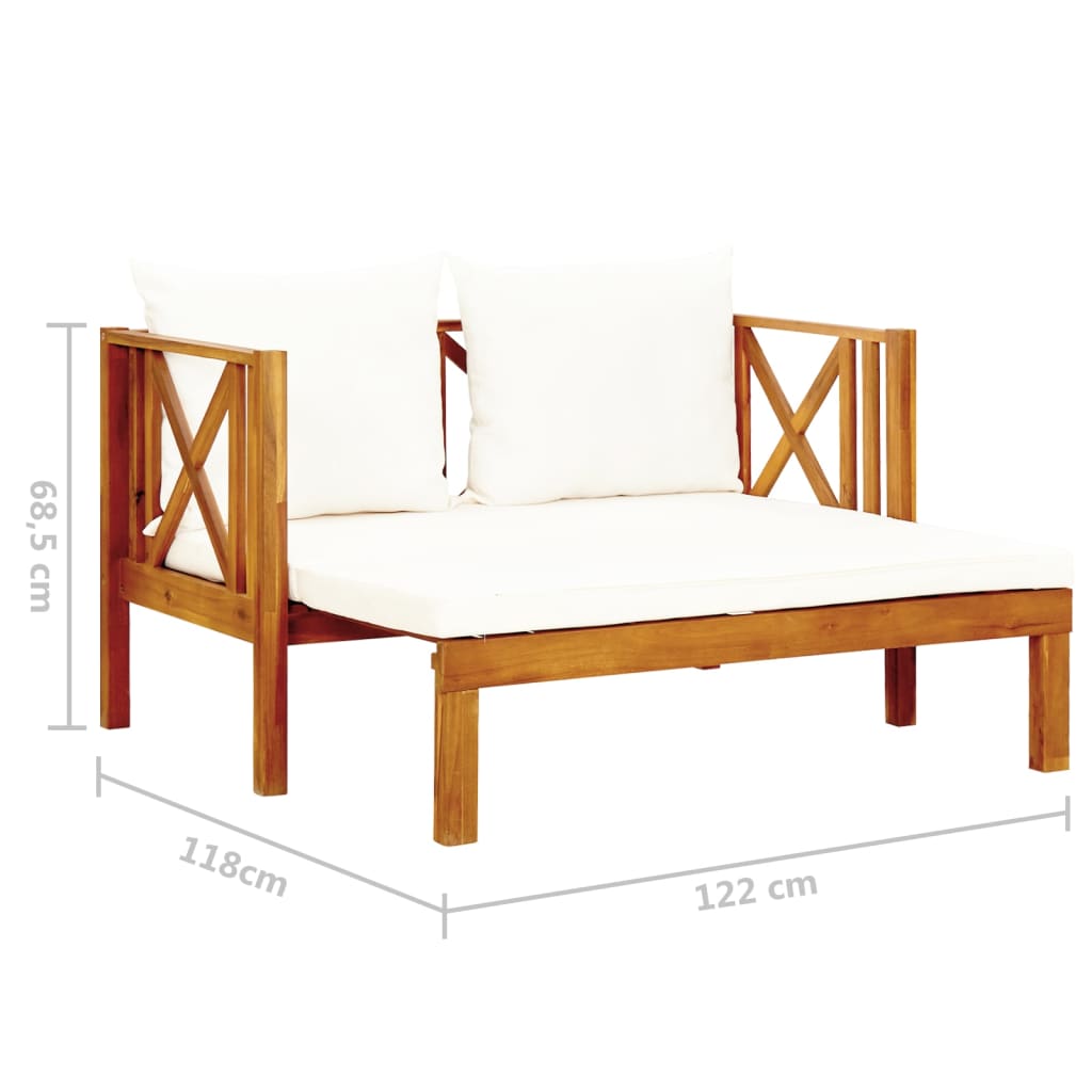 Tuinbank 2-zits met kussens 122 cm massief acaciahout is nu te koop bij PeponiXL, paradijselijk wonen!