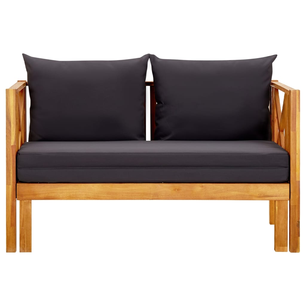 Tuinbank 2-zits met kussens 122 cm massief acaciahout is nu te koop bij PeponiXL, paradijselijk wonen!