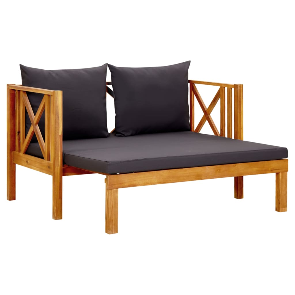 Tuinbank 2-zits met kussens 122 cm massief acaciahout is nu te koop bij PeponiXL, paradijselijk wonen!
