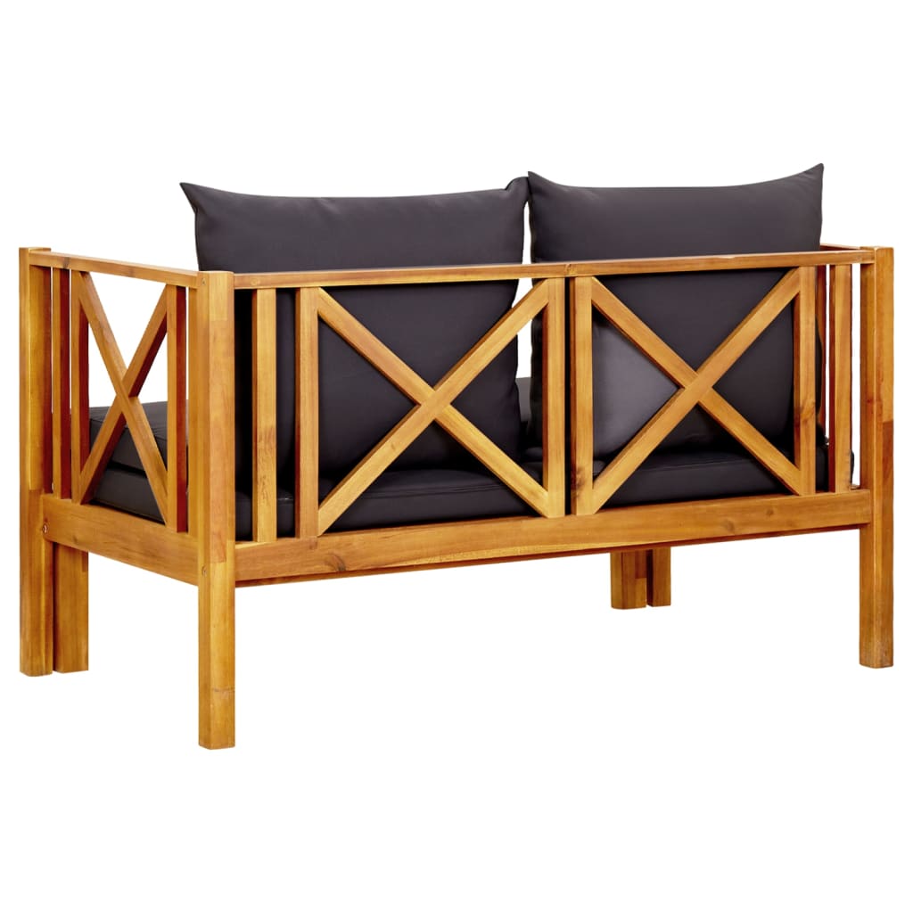 Tuinbank 2-zits met kussens 122 cm massief acaciahout is nu te koop bij PeponiXL, paradijselijk wonen!