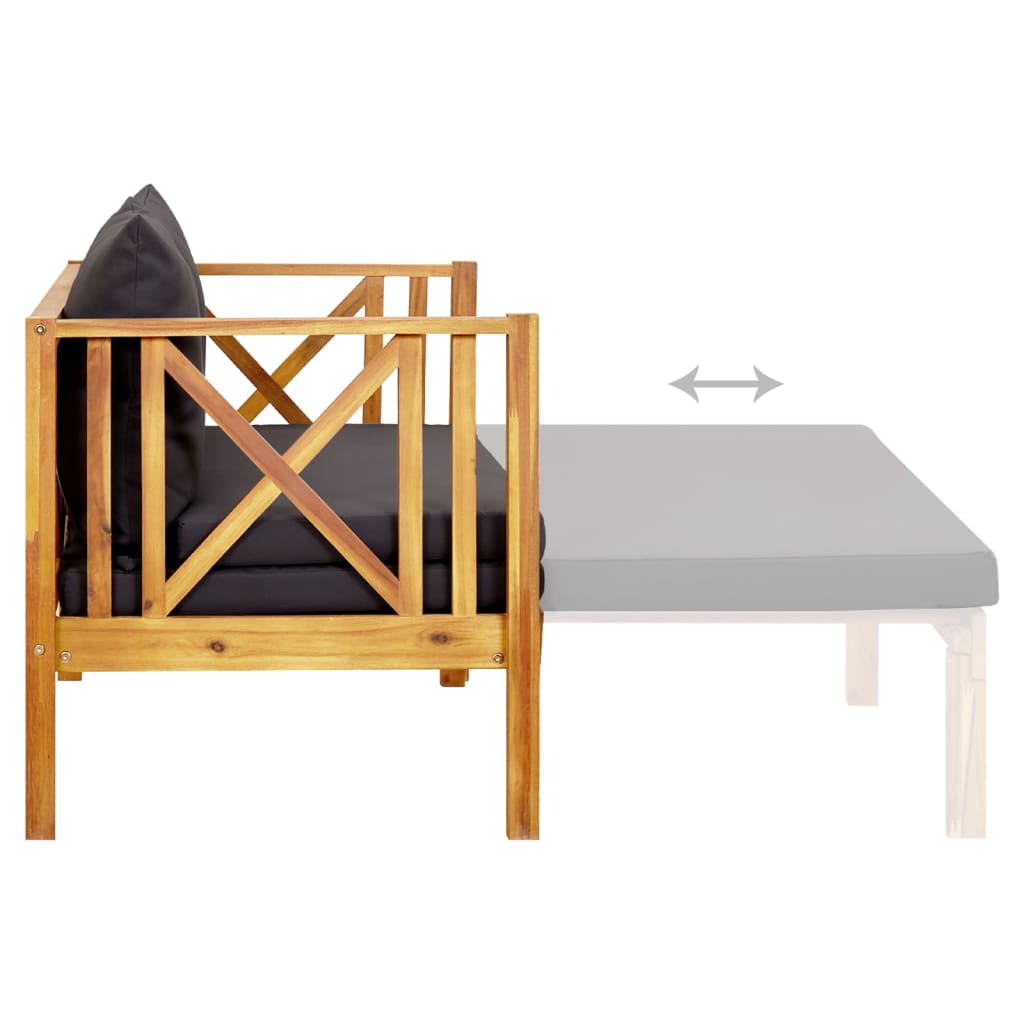 Tuinbank 2-zits met kussens 122 cm massief acaciahout is nu te koop bij PeponiXL, paradijselijk wonen!