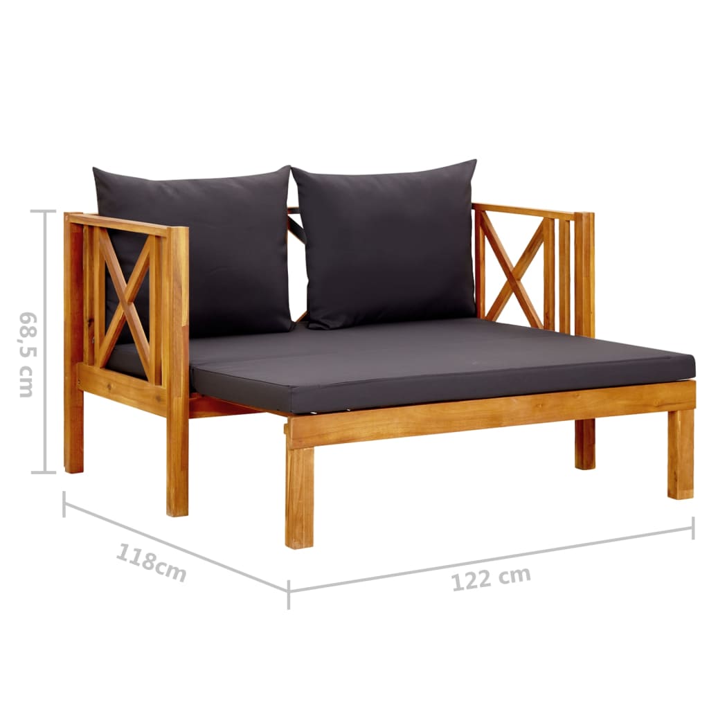 Tuinbank 2-zits met kussens 122 cm massief acaciahout is nu te koop bij PeponiXL, paradijselijk wonen!