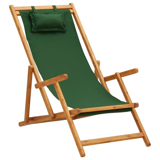 Strandstoel inklapbaar massief eucalyptushout en stof groen is nu te koop bij PeponiXL, paradijselijk wonen!