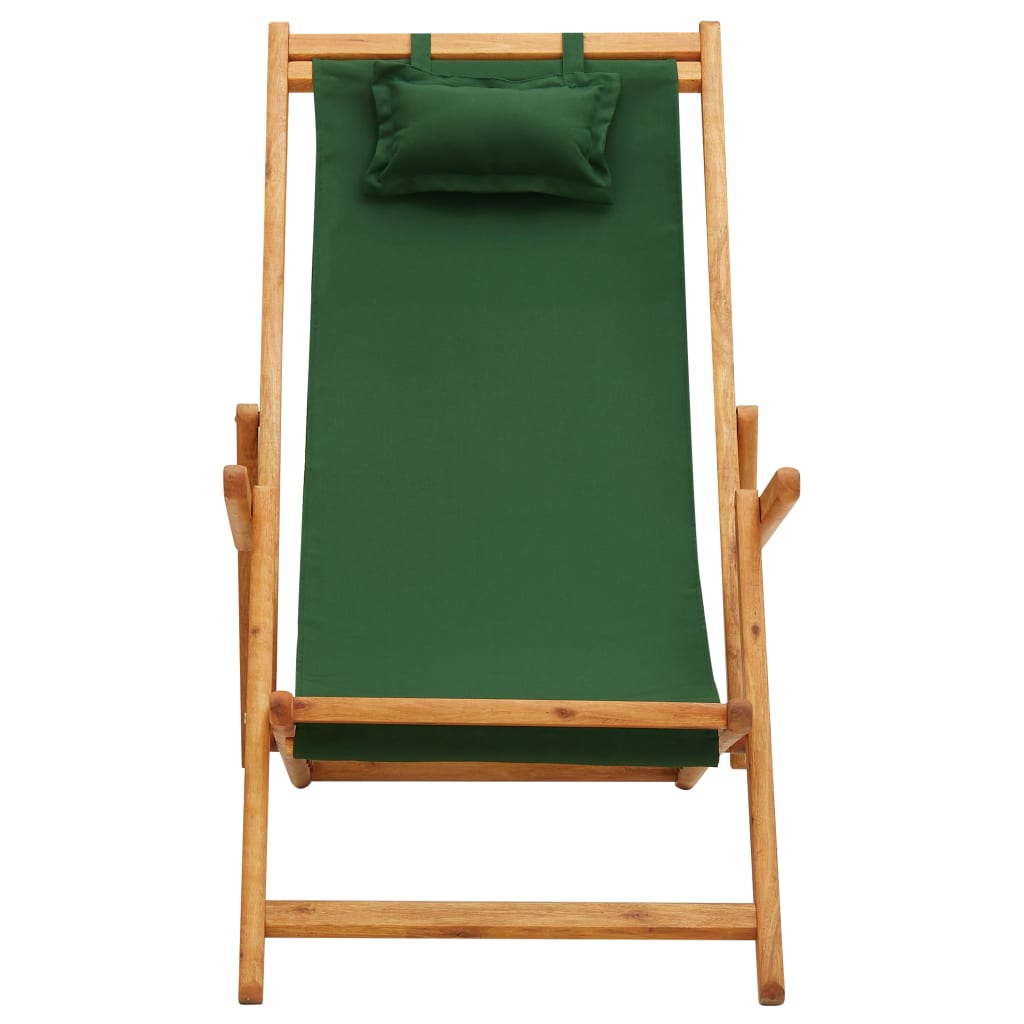 Strandstoel inklapbaar massief eucalyptushout en stof groen is nu te koop bij PeponiXL, paradijselijk wonen!