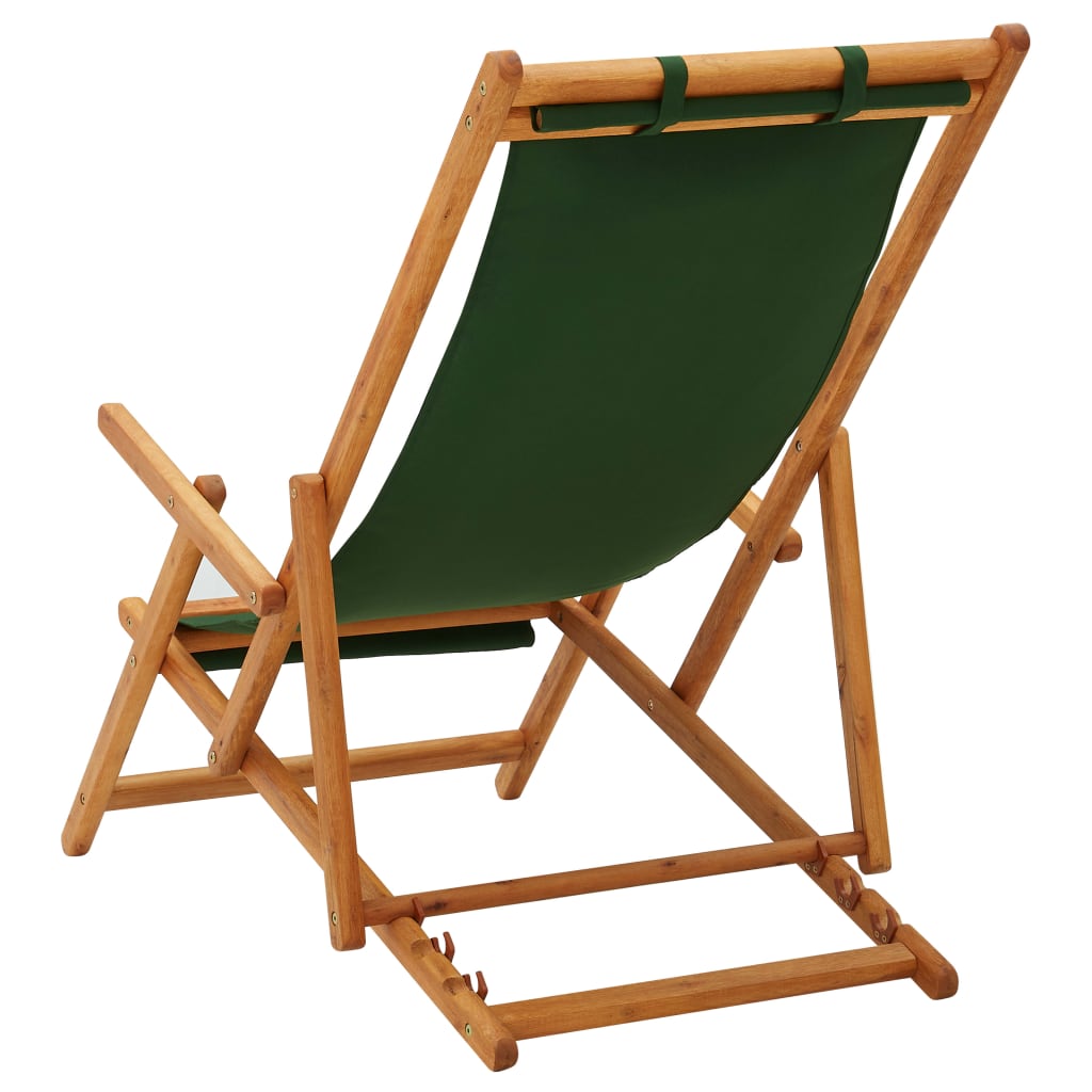 Strandstoel inklapbaar massief eucalyptushout en stof groen is nu te koop bij PeponiXL, paradijselijk wonen!