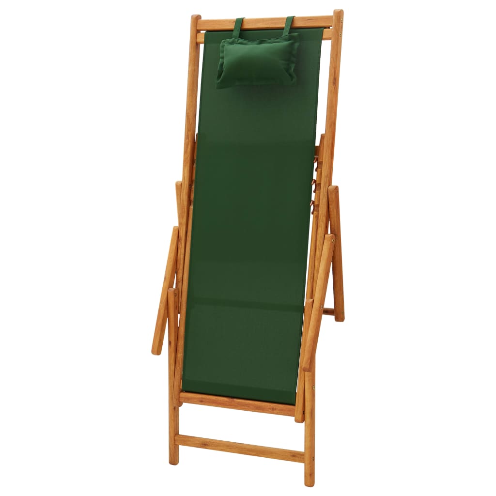 Strandstoel inklapbaar massief eucalyptushout en stof groen is nu te koop bij PeponiXL, paradijselijk wonen!