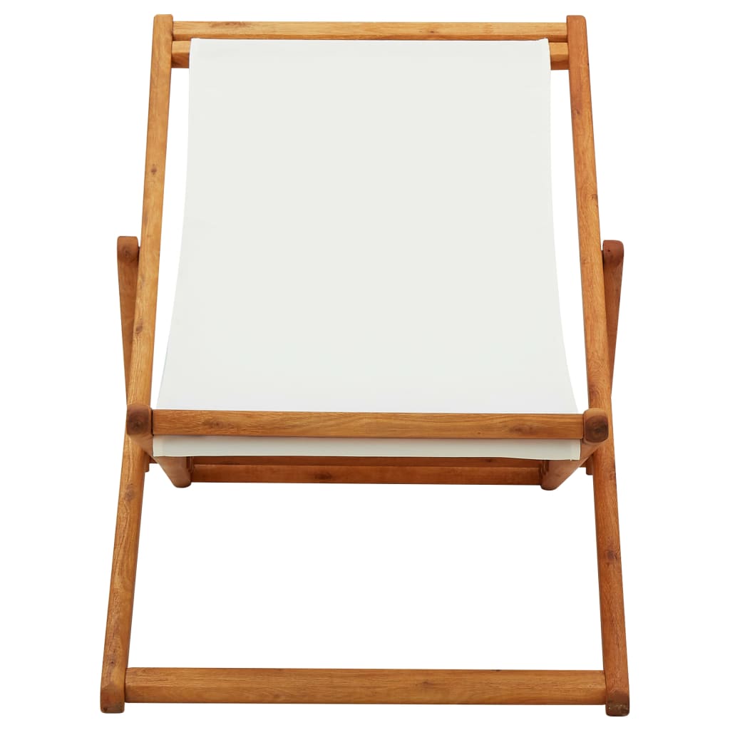 Strandstoel inklapbaar eucalyptushout en stof crèmewit is nu te koop bij PeponiXL, paradijselijk wonen!
