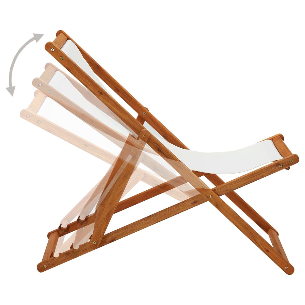 Strandstoel inklapbaar eucalyptushout en stof crèmewit is nu te koop bij PeponiXL, paradijselijk wonen!