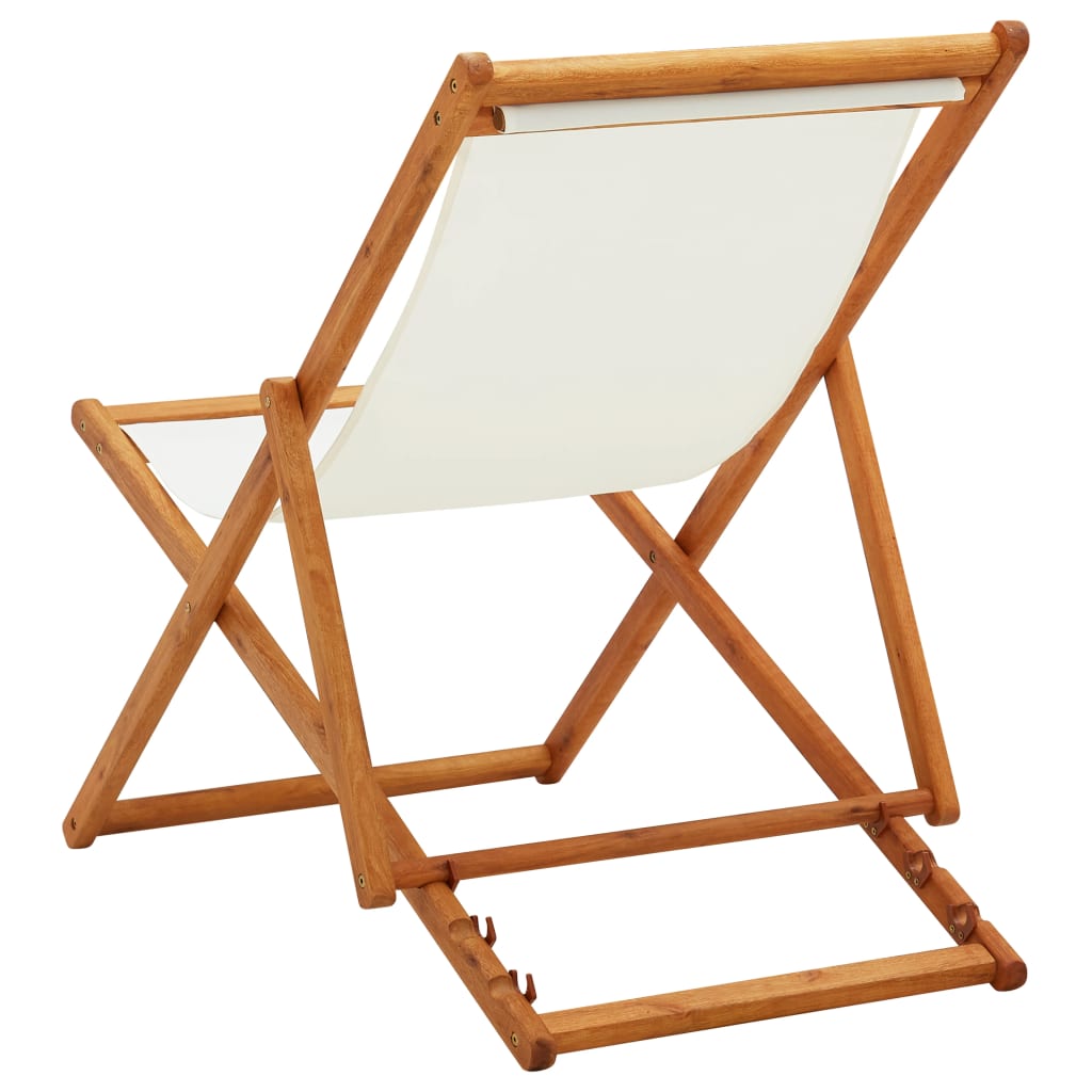 Strandstoel inklapbaar eucalyptushout en stof crèmewit is nu te koop bij PeponiXL, paradijselijk wonen!