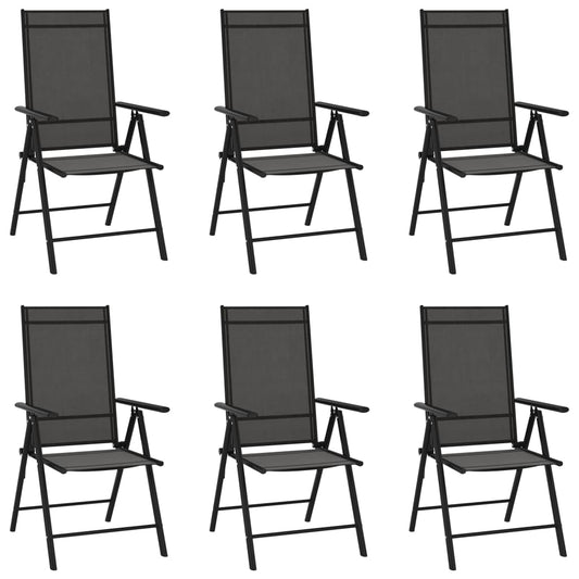 Tuinstoelen 6 st inklapbaar textileen zwart is nu te koop bij PeponiXL, paradijselijk wonen!