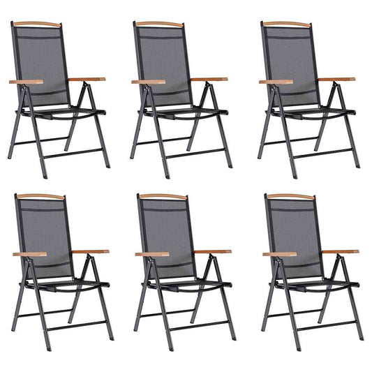 Tuinstoelen 6 st inklapbaar textileen zwart is nu te koop bij PeponiXL, paradijselijk wonen!
