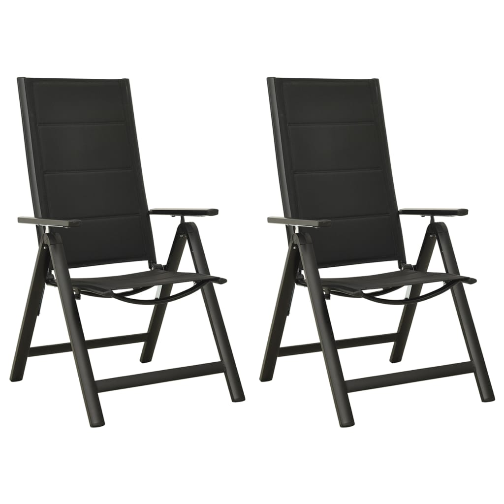 Tuinstoelen 2 st inklapbaar textileen aluminium zwart is nu te koop bij PeponiXL, paradijselijk wonen!