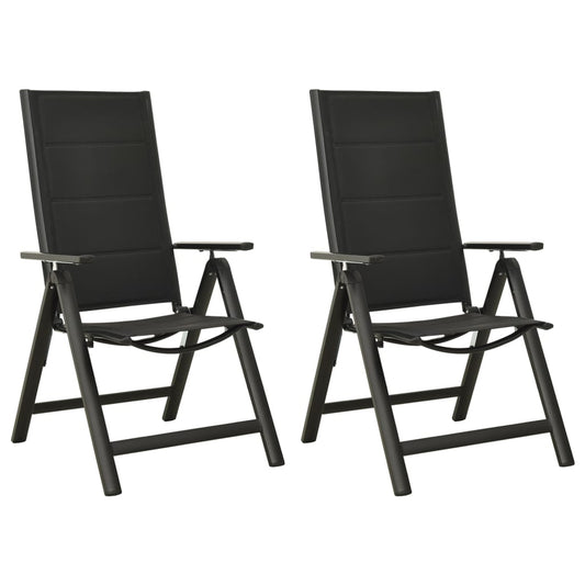 Tuinstoelen 2 st inklapbaar textileen aluminium zwart is nu te koop bij PeponiXL, paradijselijk wonen!