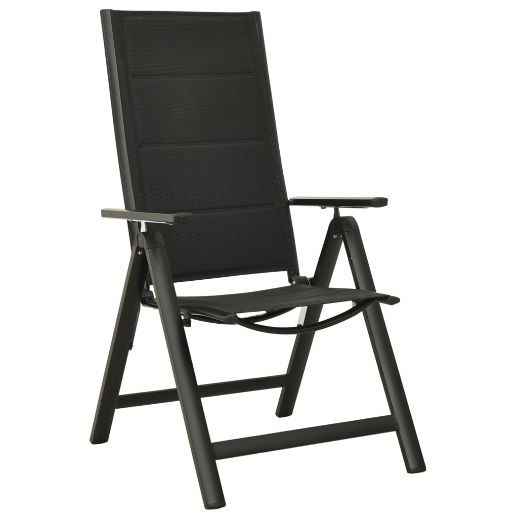 Tuinstoelen 2 st inklapbaar textileen aluminium zwart is nu te koop bij PeponiXL, paradijselijk wonen!