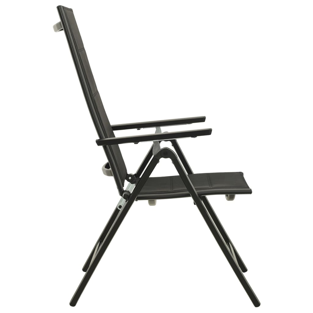 Tuinstoelen 2 st inklapbaar textileen aluminium zwart is nu te koop bij PeponiXL, paradijselijk wonen!