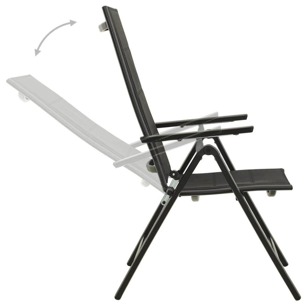 Tuinstoelen 2 st inklapbaar textileen aluminium zwart is nu te koop bij PeponiXL, paradijselijk wonen!