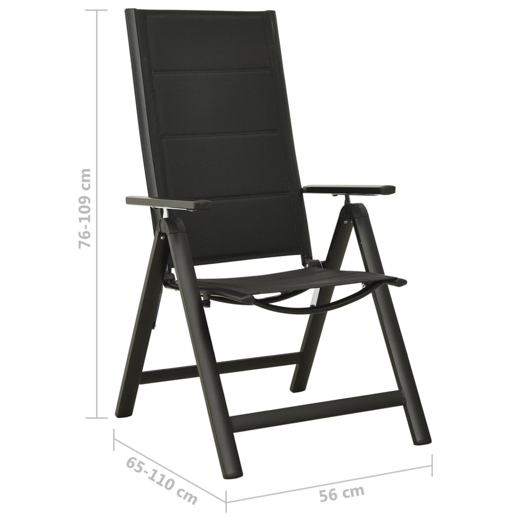 Tuinstoelen 2 st inklapbaar textileen aluminium zwart is nu te koop bij PeponiXL, paradijselijk wonen!