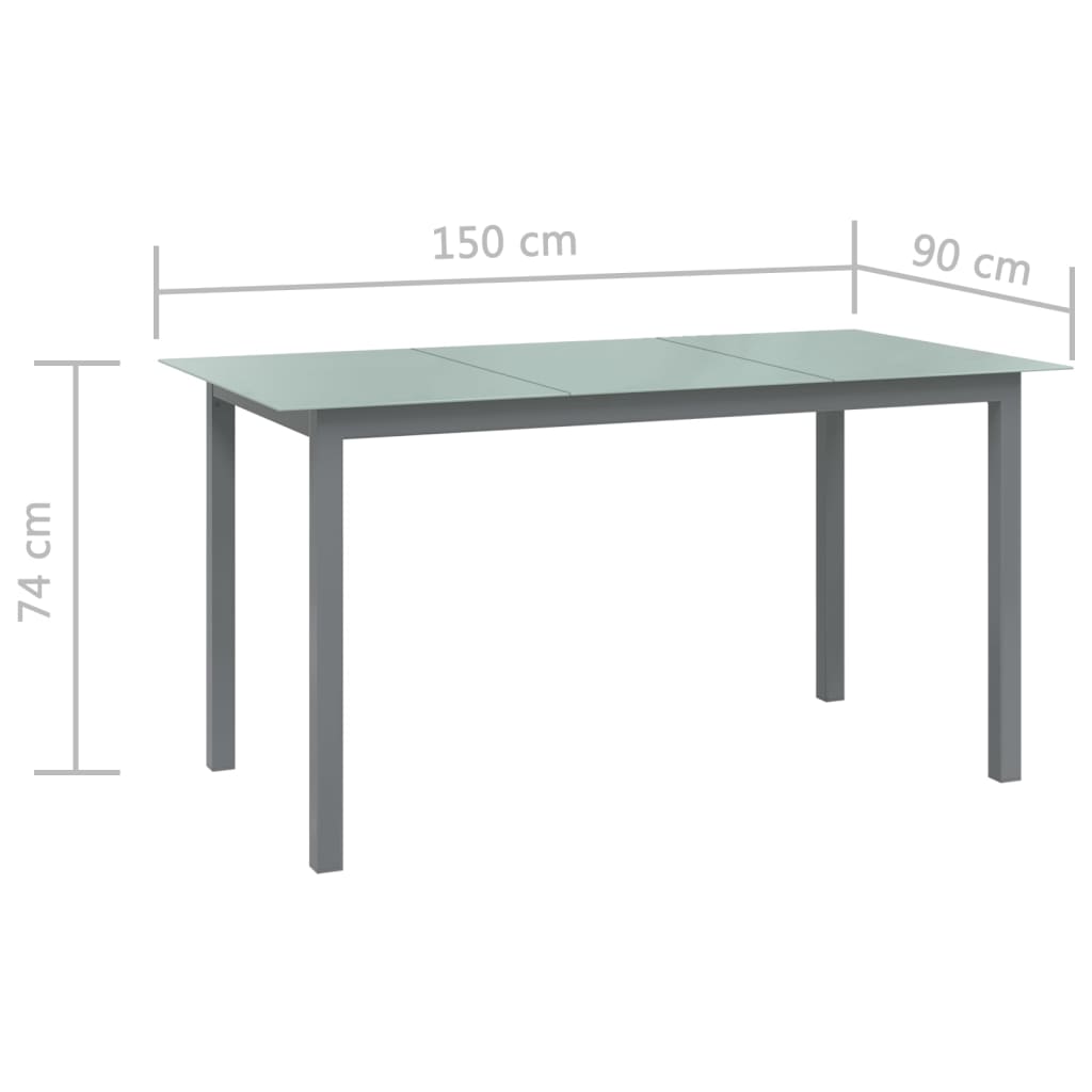 Tuintafel 150x90x74 cm aluminium en glas lichtgrijs is nu te koop bij PeponiXL, paradijselijk wonen!