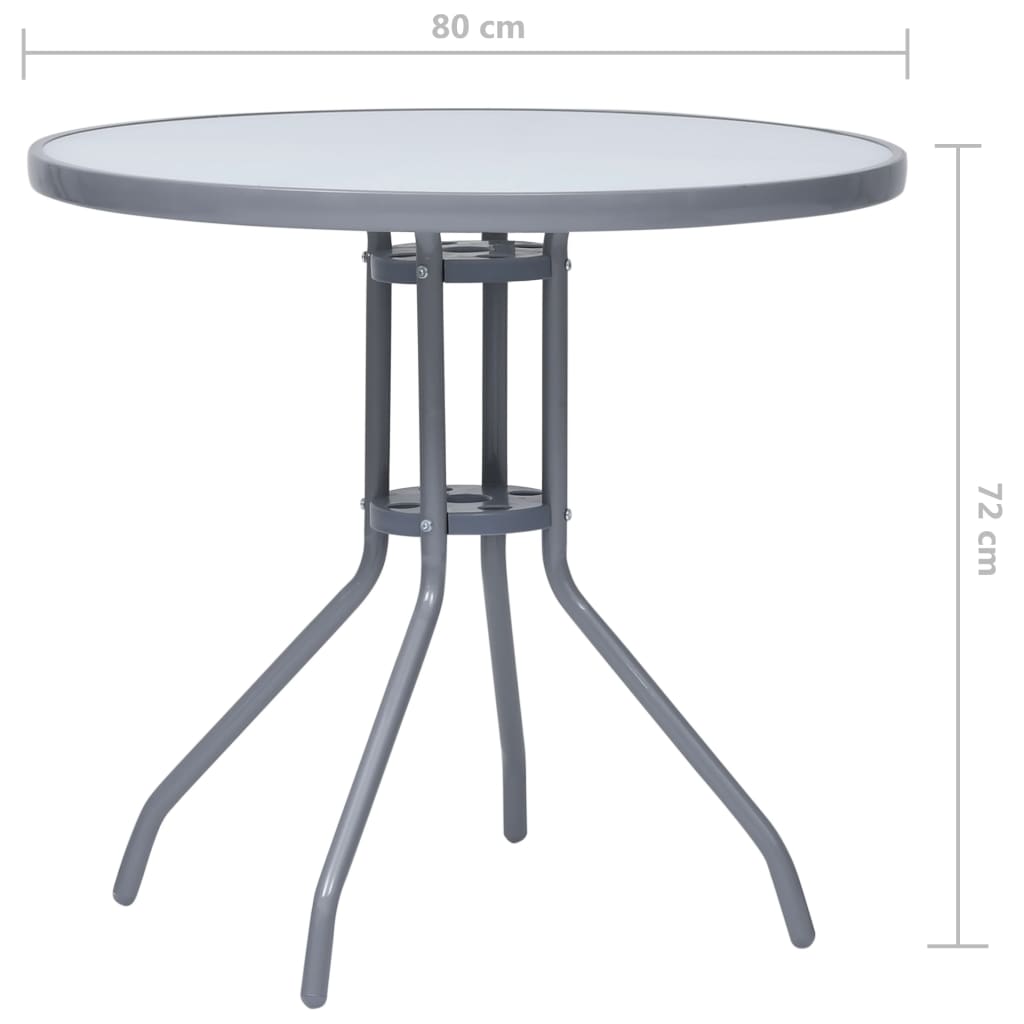 Tuintafel 80 cm staal en glas lichtgrijs is nu te koop bij PeponiXL, paradijselijk wonen!