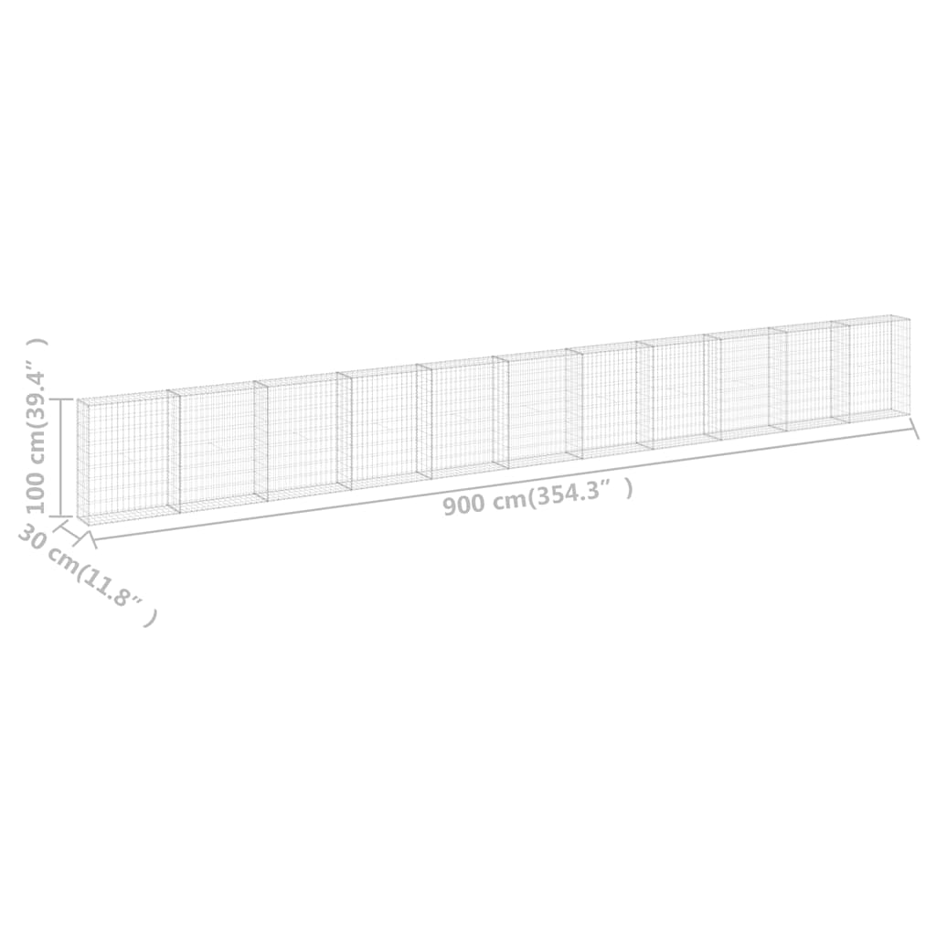 Schanskorfmuur met deksels 900x30x100 cm gegalvaniseerd staal is nu te koop bij PeponiXL, paradijselijk wonen!