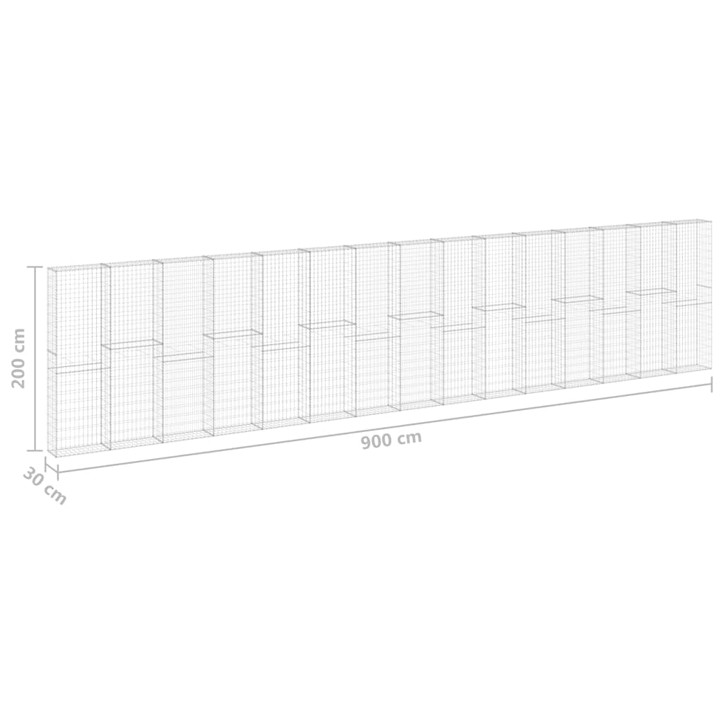 Schanskorfmuur met deksels 900x30x200 cm gegalvaniseerd staal is nu te koop bij PeponiXL, paradijselijk wonen!
